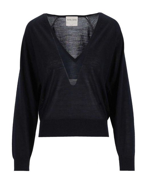 Forte_forte Black V-Neck Sweater