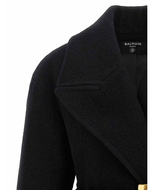 Balmain Black Belted Caban