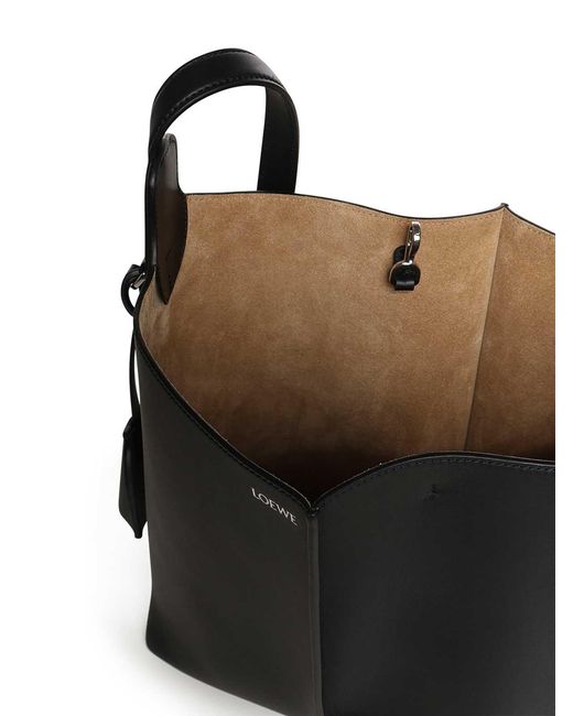 Loewe Black Bilbao Medium Leather Bucket Bag