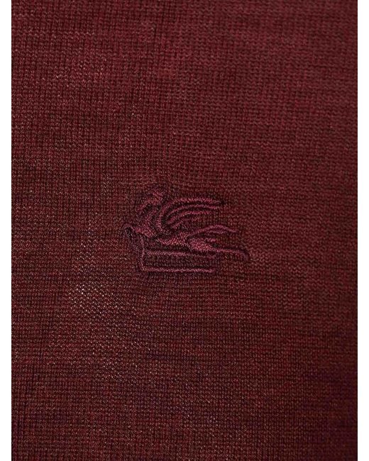 Etro Red Wool And Silk Sweater for men