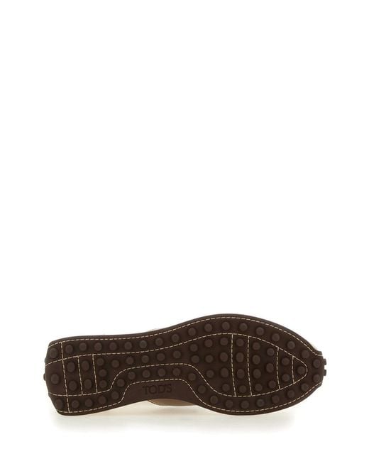 Tod's Natural Leather And Fabric Sneaker