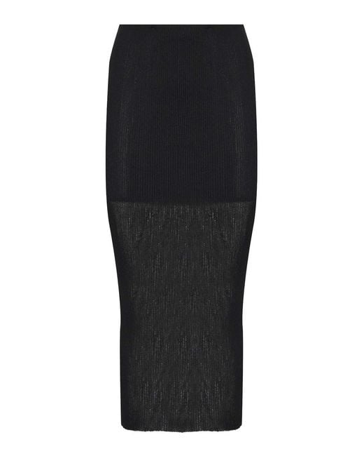Alberta Ferretti Black Viscose Midi Skirt
