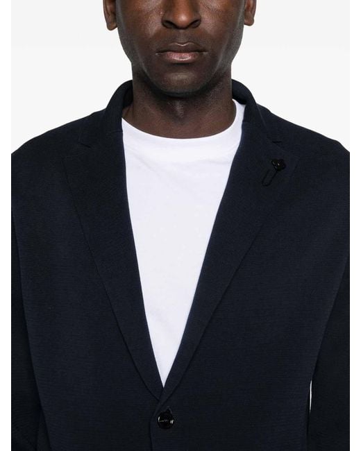Lardini Black Dark Wool Jacket With Flower Clip for men
