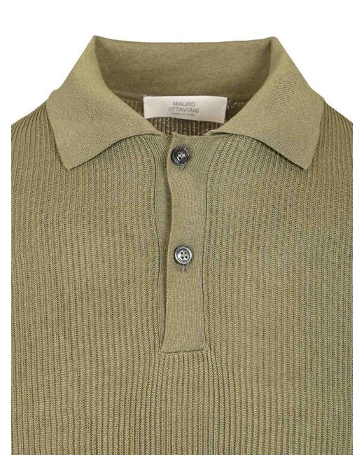 Mauro Ottaviani Green Ribbed Polo Shirt for men
