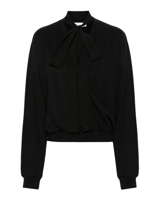 Blumarine Black V-neck Sweatshirt With Bow