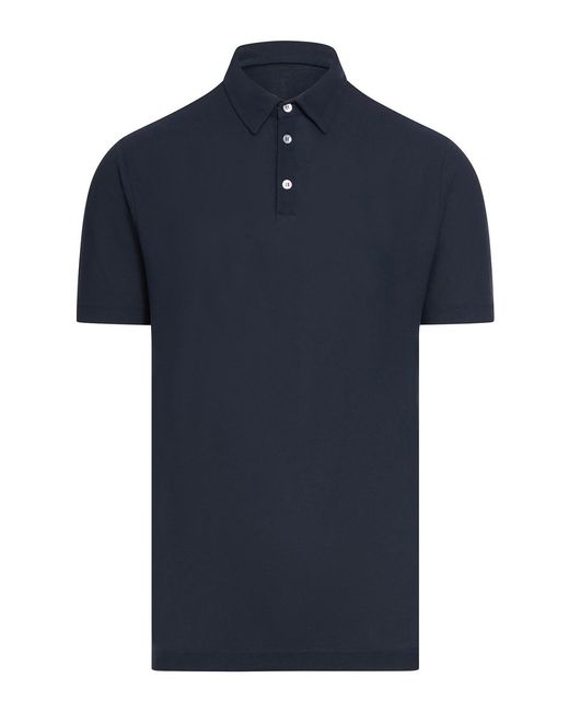 Zanone Blue Cotton Three-Button Polo Shirt for men