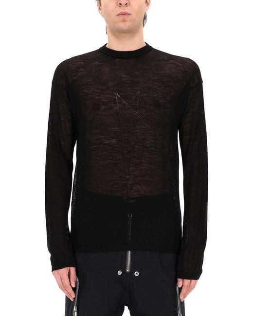 Rick Owens Black Penta Sheer Pull Sweater for men