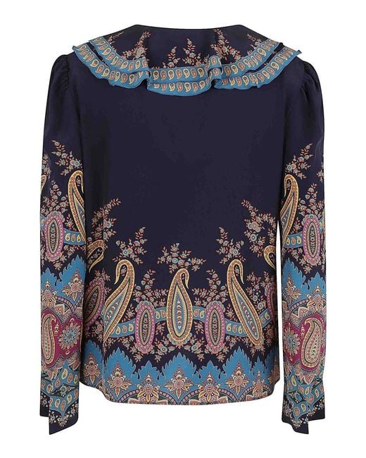 Etro Blue 여성 실크 셔츠