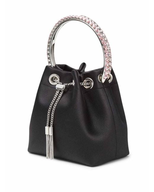Jimmy Choo Black 'Bon Bon' Mini Handbag With Metal Crystal Bracelet Handle