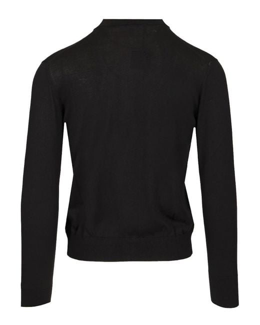 Tagliatore Black Cotton And Silk High Neck Zip Sweater for men