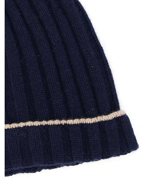 Brunello Cucinelli Blue Cashmere Beanie for men