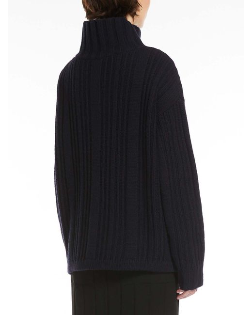 Max Mara Blue Vitalba Wool And Cashmere Polo-Neck Jumper