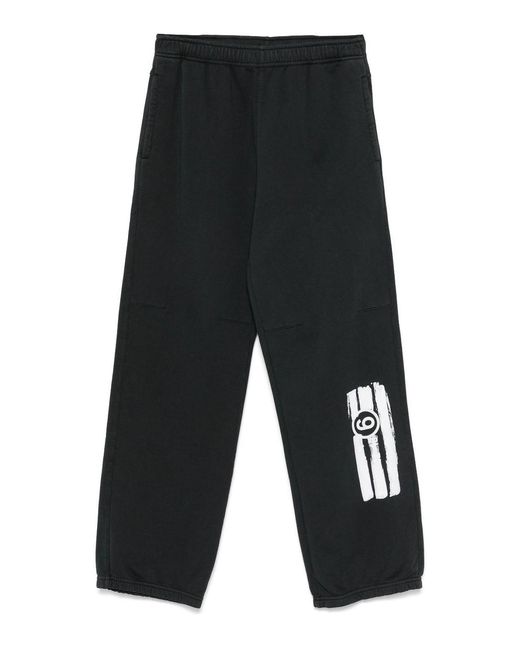MM6 by Maison Margiela Black Logo Cotton Sweatpants