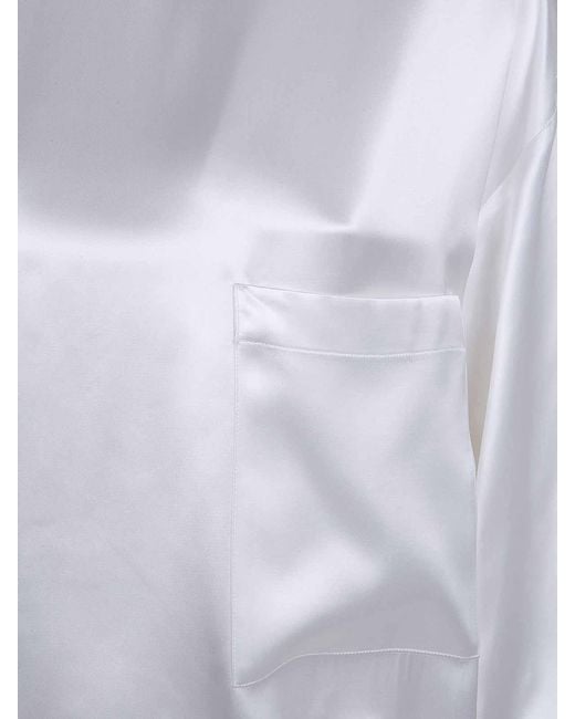 DARKPARK White Tara Satin Asymmetric Shirt
