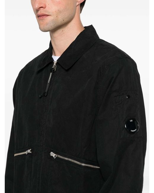 C P Company Black Cotton Micro-Reps Jacket for men