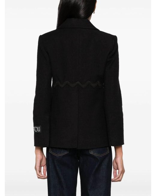 Patou Black Wave-trim Tweed Jacket