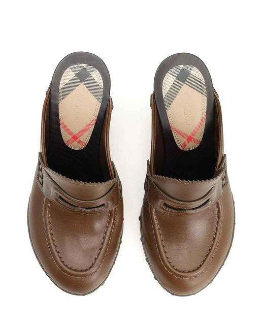 Burberry Brown Potter Leather Clogs