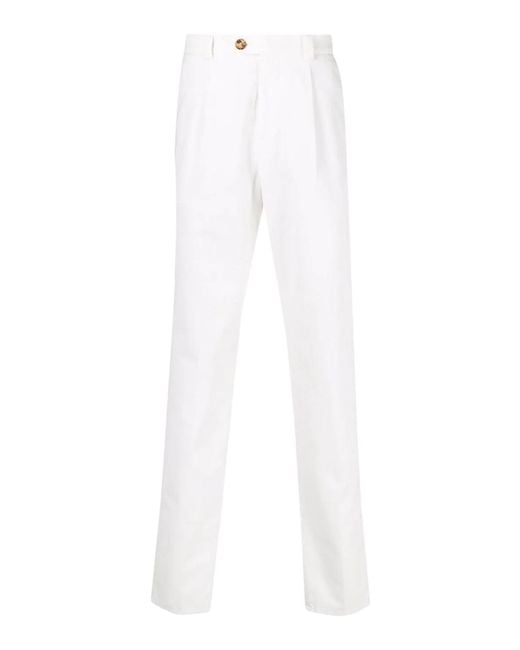 Brunello Cucinelli White Cotton Pants for men