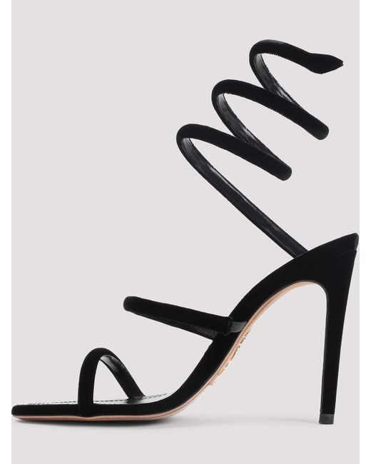 Rene Caovilla Black Ren Caovilla Velvet Snake Sandals