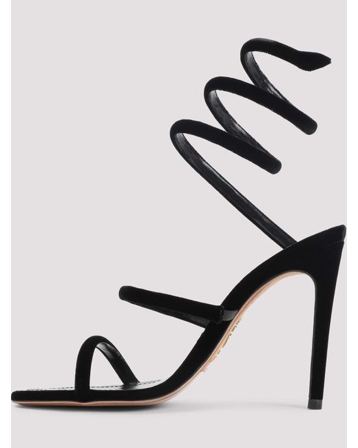 Rene Caovilla Black Ren Caovilla Velvet Snake Sandals