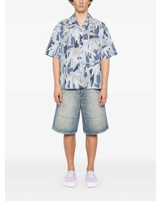 KENZO Blue Hawaiian Short Sleeve Shirt for men