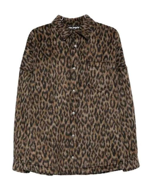 Palm Angels Brown 'Classic Logo Animalier' Overshirt for men