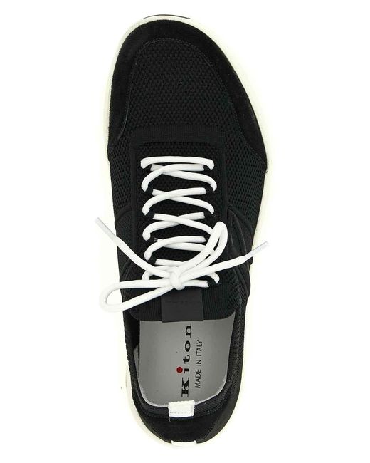 Kiton Blue Technical Cotton Sneakers for men
