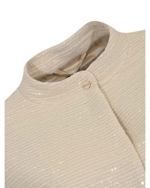 Herno Natural Coat With Ivory Sequins