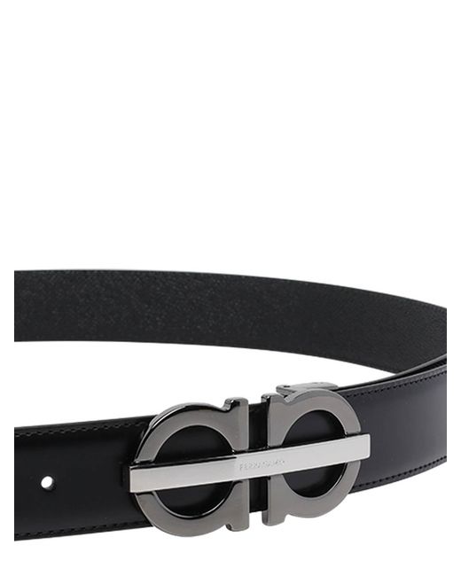 Ferragamo White Reversible Double Gancini Belt for men