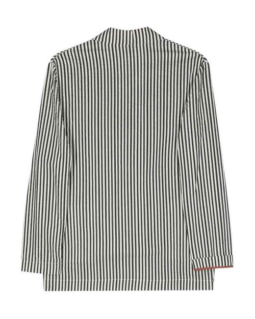Alysi Gray Striped Double-breasted Jacket