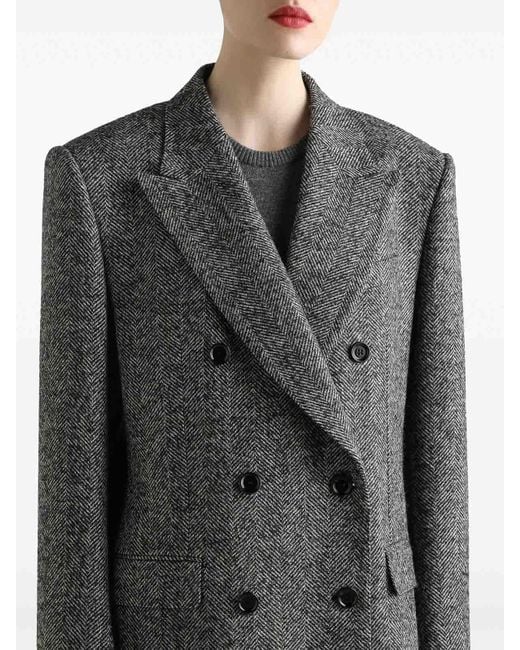 Dolce & Gabbana Gray Double-Breasted Chevron Jacket