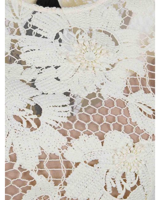 Self-Portrait White Crochet Lace Midi Dress