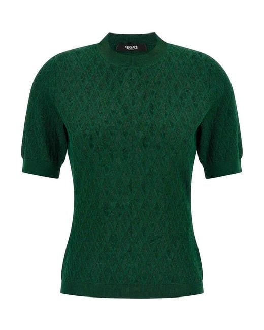 Versace Green V-Pattern T-Shirt