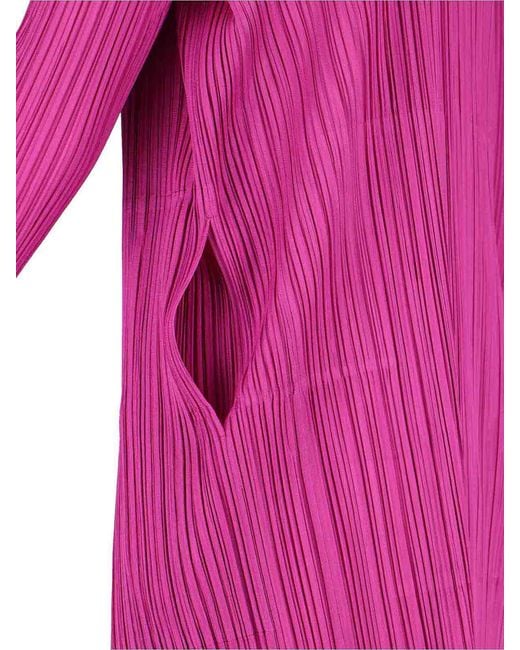 Pleats Please Issey Miyake Pink Long Plissé Cardigan