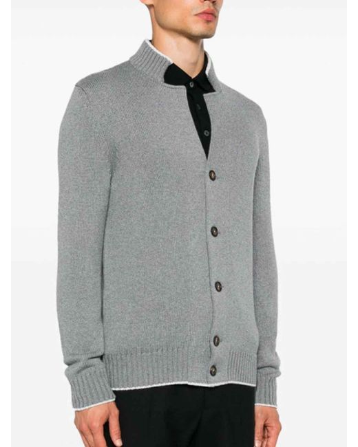 Eleventy Gray Single Breasted Cardigan for men