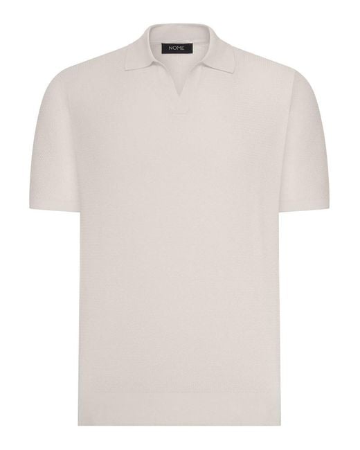 Nome White Short-Sleeved Silk And Cotton Polo Shirt for men