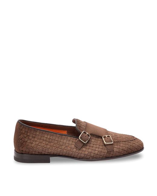 Santoni Brown 'Scacco' Loafers for men