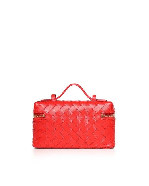 Bottega Veneta Red Bang Bang Leather Vanity Bag