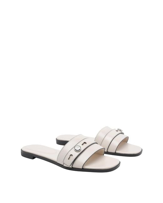 Tory Burch White Romy Slides