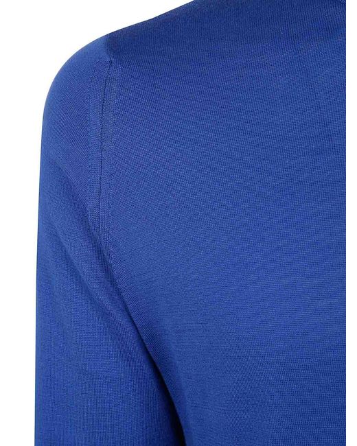 John Smedley Blue Hatfield Long Sleeves Crewneck Pullover for men