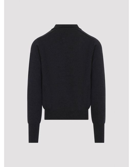 Studio Nicholson Black Sark Polo Shirt Jumper for men