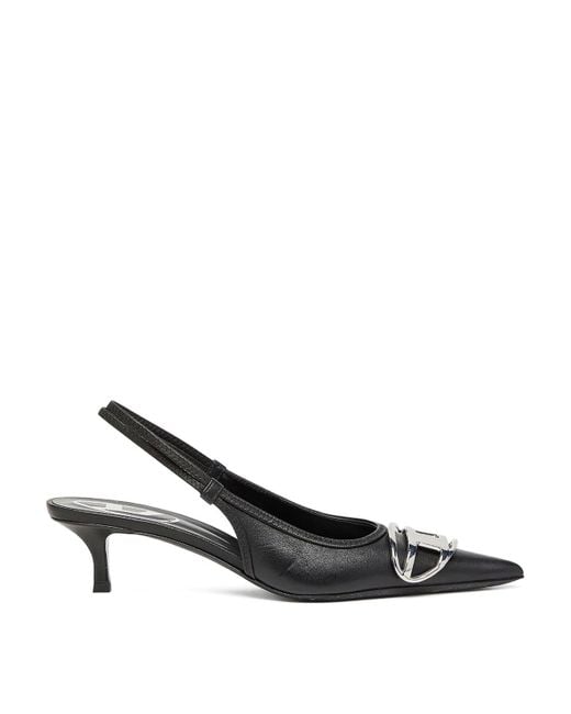 DIESEL Black Venus Leather Slingback Pumps