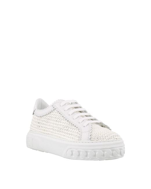 Casadei White Woven Calfskin Sneakers