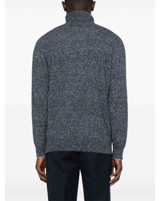 Brunello Cucinelli Blue Turtle-Neck Sweater for men
