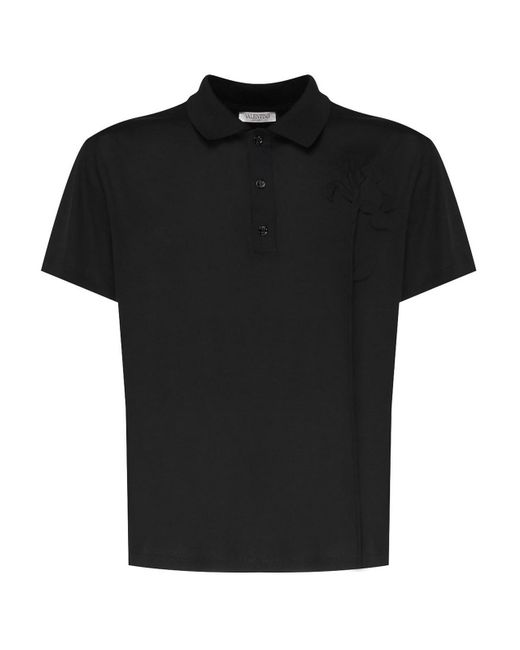 Valentino Garavani Black Polo Shirt With Embroidery for men