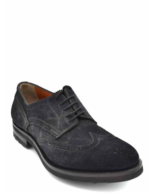 Santoni Black Derby for men
