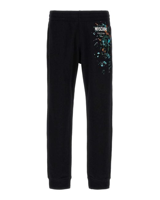 Moschino Black Logo Print Joggers for men