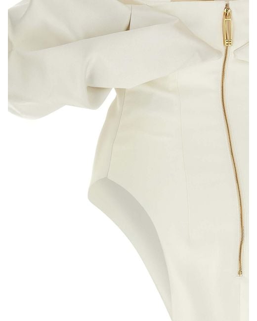 Elisabetta Franchi White Off-The-Shoulder Dress