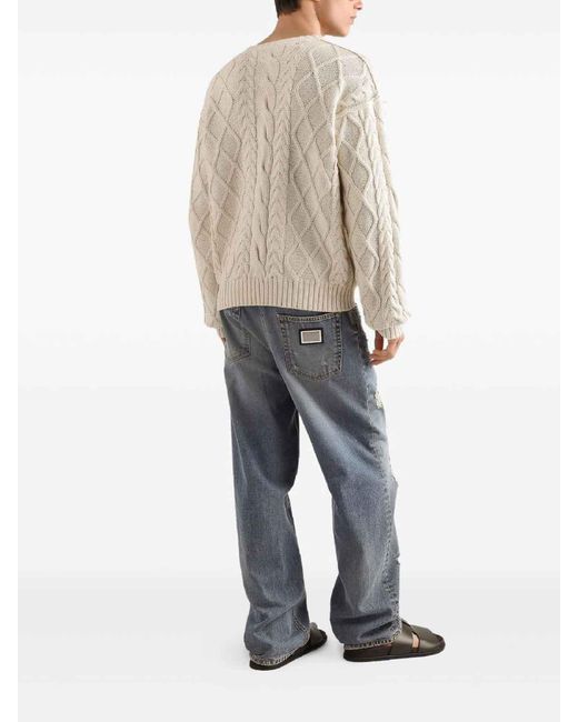 Dolce & Gabbana White Wool Sweater for men