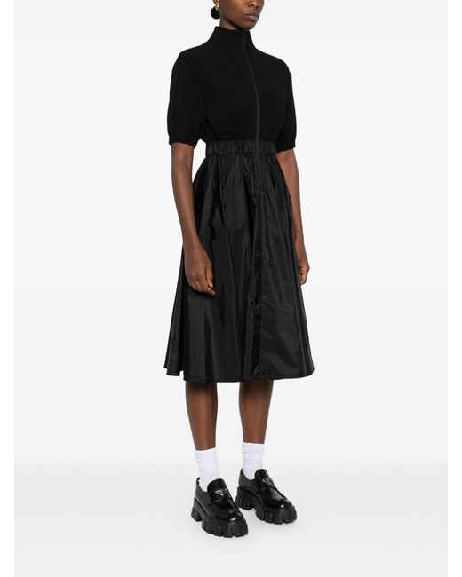 Moncler Black Satin Midi Dress